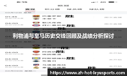 利物浦与皇马历史交锋回顾及战绩分析探讨